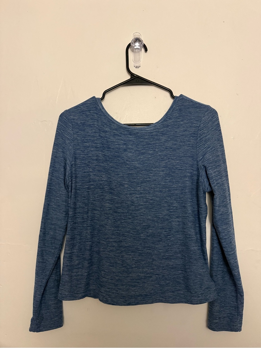 Kyodan Heathered Blue Scoop Neck Long Sleeve Top